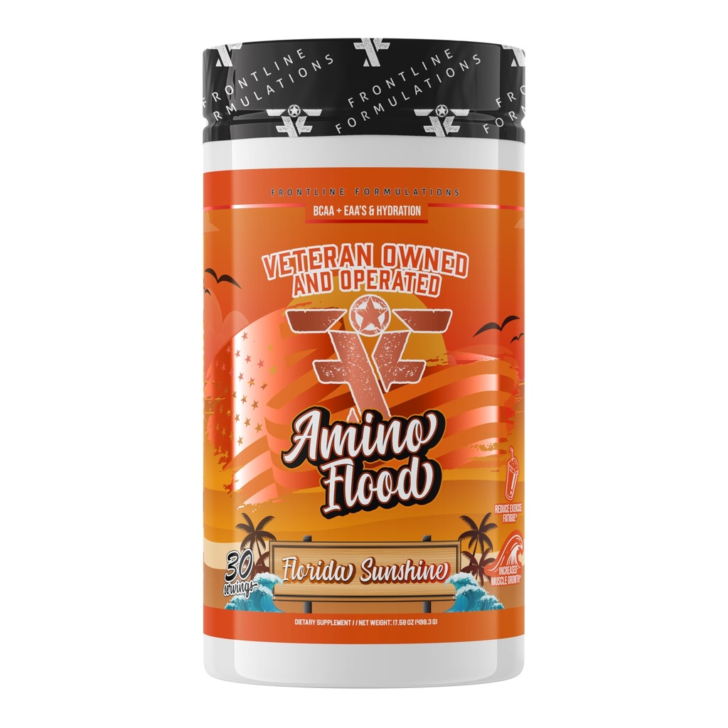 Inondation d'Amino de Formules de Frontline - BCAA + EAA Recovery & Hydratation Formula – Soutien musculaire, Electrolytes & Endurance – Supplément Acid Amino pour Intra & Post Workout Florida Sunshine