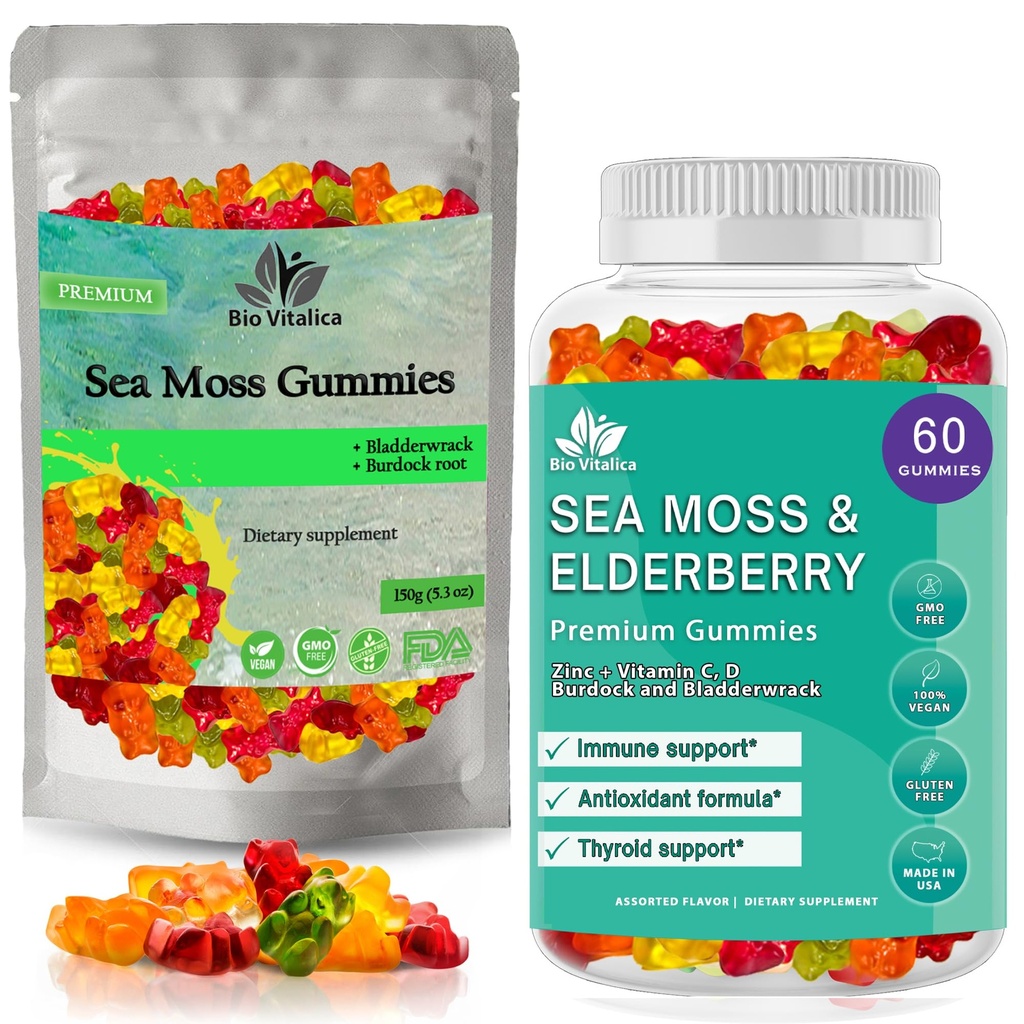 BIO VITALICA Elderberry and Irish Sea Moss Gummies (Bundle)