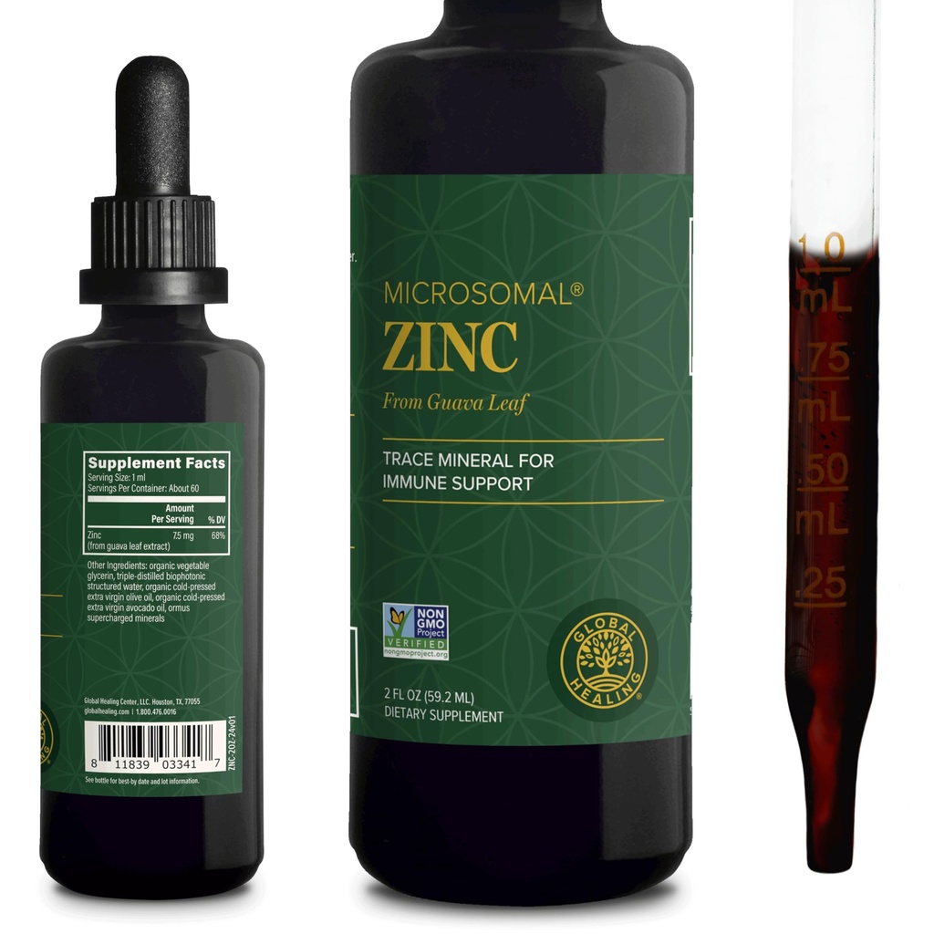 Global Healing USDA Organic Zink ergänzt Flüssigkeit - Reine Vitamintropfen für Immunsystem Boost, Hormonbalance und gesundes Altern - natürliche, vegan-freundliche, nicht-GVO, organische Zink-Vitamine (2 Fl Oz)