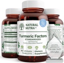 Natürliche Nutra Kurkuma Curcumin mit 95% Curcuminoide Extrakt Ergänzung mit Rosmarin für Gehirngesundheit, verbessert Gedächtnis und verbessert Konzentration, Verbesserung der Verdauung, 350 mg, 60 Vegan Tabletten