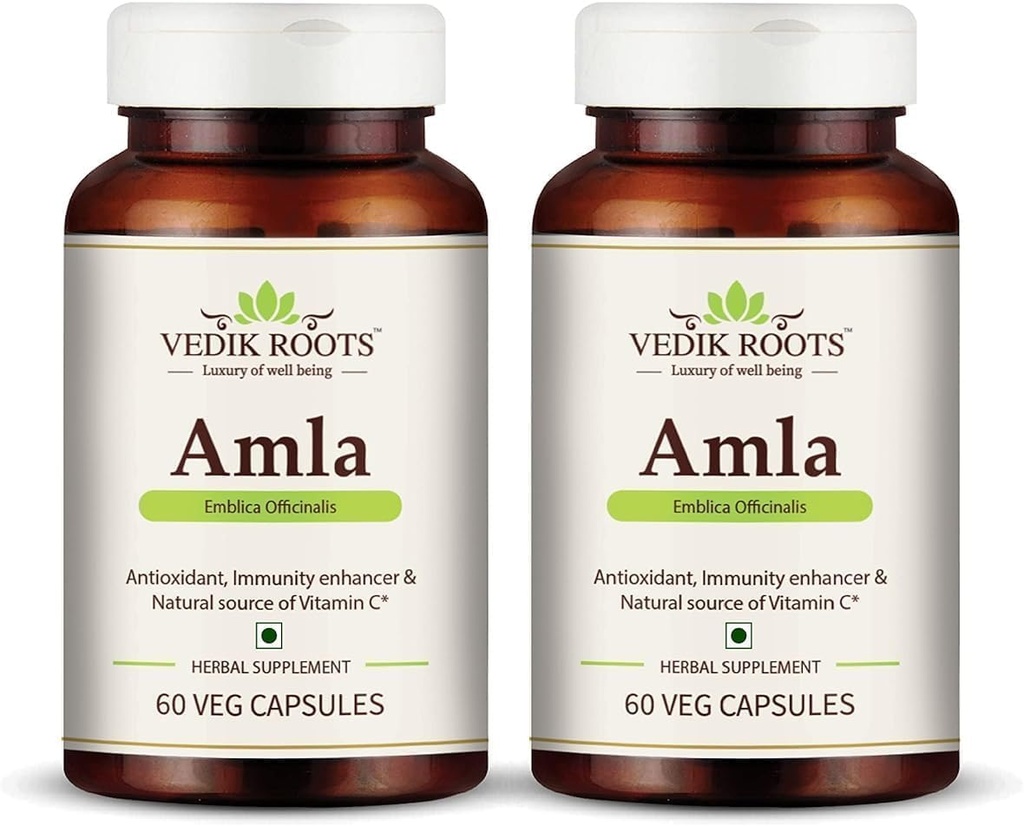 Riso generico Amla capsule 60  Organic Antioxidant Immunity Enhancer Fonte naturale di vitamina C e Hair Growth Herbal Supplements (Pack of 2)
