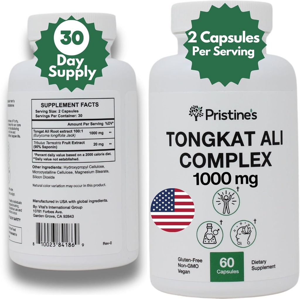Tongkat Ali 1000MG Extract Supplement -30 Tage Versorgung - Athletic Performance Support - Natürliche Aphrodisiac, Testosteron &amp; Immunität Unterstützung - Potent Antioxidante Vorteile