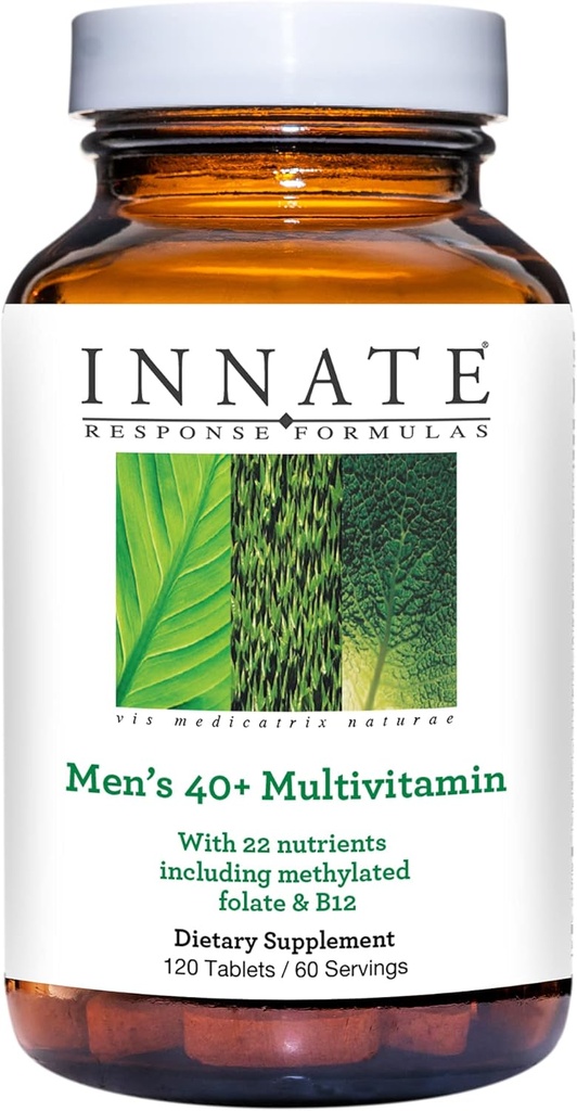 Innate Response Formeln Herren 40+ Multivitamin - Täglich Multivitamin für Männer 40 und mehr - Iron-Free - Inklusive Vitamine B12, B6 und D3 - Vegetarisch und Non-GMO - 120 Tabletten (60 Servierungen)