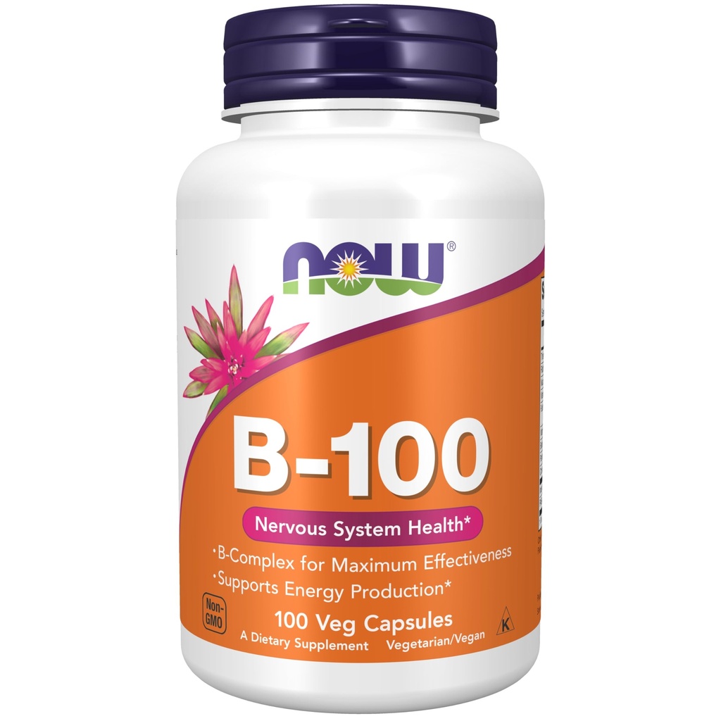 JETZT Nahrungsergänzungsmittel, Vitamin B-100, Energieproduktion*, Nervous System Health*, 100 Veg Kapseln