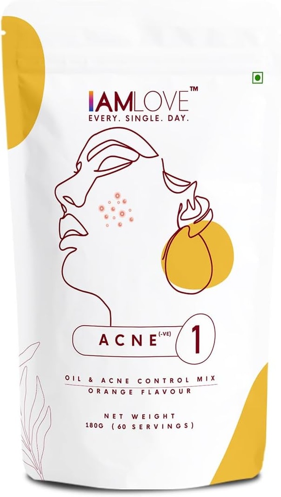 I AM LOVE Acne Negative Supplement Powder - 180g For Men And Women | Reduce Excess Oil, Mild to Moderate Acne Pimples & Open Pores | Plant-Based Skin Supplement with B Complex Vitamins, Zinc, Chromium