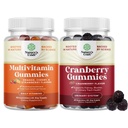 Bundle of Potent Daily Multivitamin Gummies for Adults and Natural Cranberry Gummies for Women and Men - Blend of Vitamin D A C E B12 Zinc and Biotin - Extra Strength Delicious Antioxidant