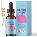 JoySpring Genius Drops für Kinder | Clinical Proven Focus Supplement | Liquid Herbal Focus Supplement mit Ginkgo Biloba für Kinder (1 fl oz) 30 Servietten