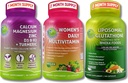 Multivitamin, Calcium & Liposomal Glutathione Trio - Pflanzenbasiertes Calcium, Magnesium, Zink, D3, K2 & Turmeric + Frauen Daily Multivitamin mit Eisen + Liposomal Glutathione 500mg