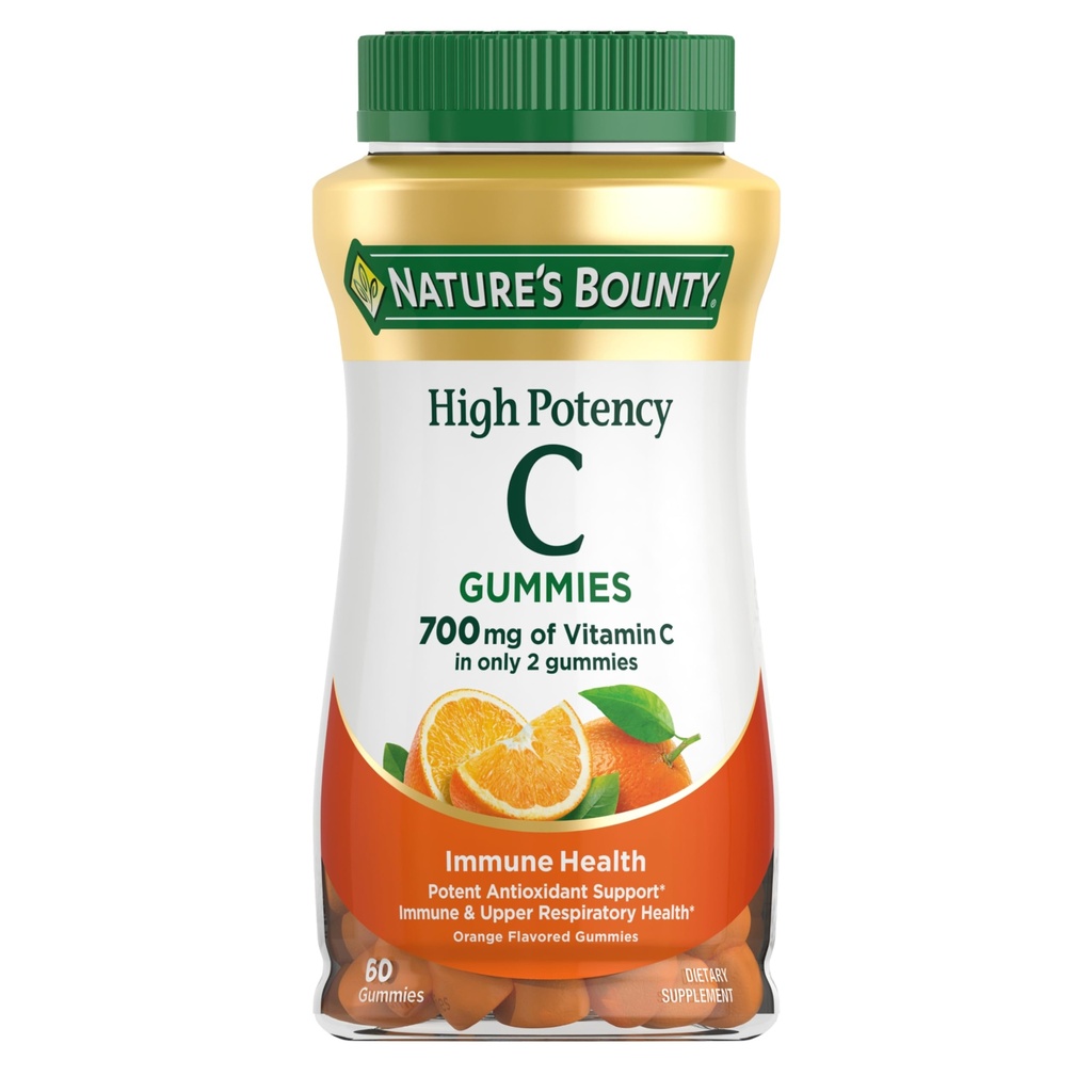Vitamina C Gummies 700mg, Gummies di vitamina C ad alta potenza per adulti, Integratore di supporto immunitario, Integratore alimentare, Aroma arancione, 60 Ct