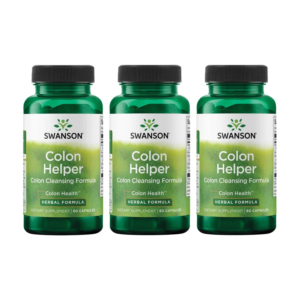 Swanson Colon Helper - Promuove la salute digestiva utilizzando Vervain, Goldenseal Root, Slippery Elm Bark & More - Integratore a base di erbe Eliminazioni sane - (60 capsule) (3 Pack)
