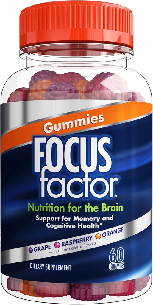 Fokusfaktor Nootropic Gummies, Memory Supplement für Gehirn, Phosphatidylserin, Bacopa, Huperzine A, 60 Count