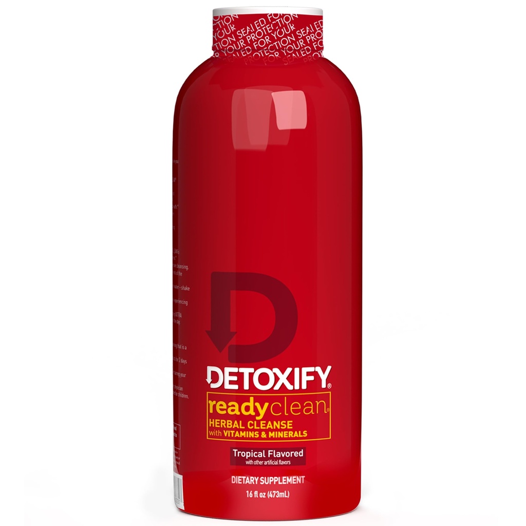 Detoxify – Ready Clean Herbal Cleanse – Tropical – 16 oz – Boissons à base de plantes préparées professionnellement – Enrichies avec extrait de graines de chardon et extrait de racines de dard – Plus Sticker.