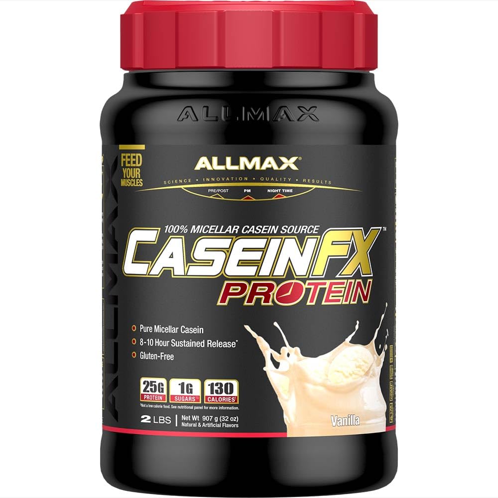 ALLMAX Casein-FX Protein, Vanille - 2 lb - 25 Gramm Slow-Release Protein Per Scoop - Low Carb & Zero Hinzugefügt Zucker - Ungefähre 27 Servierungen