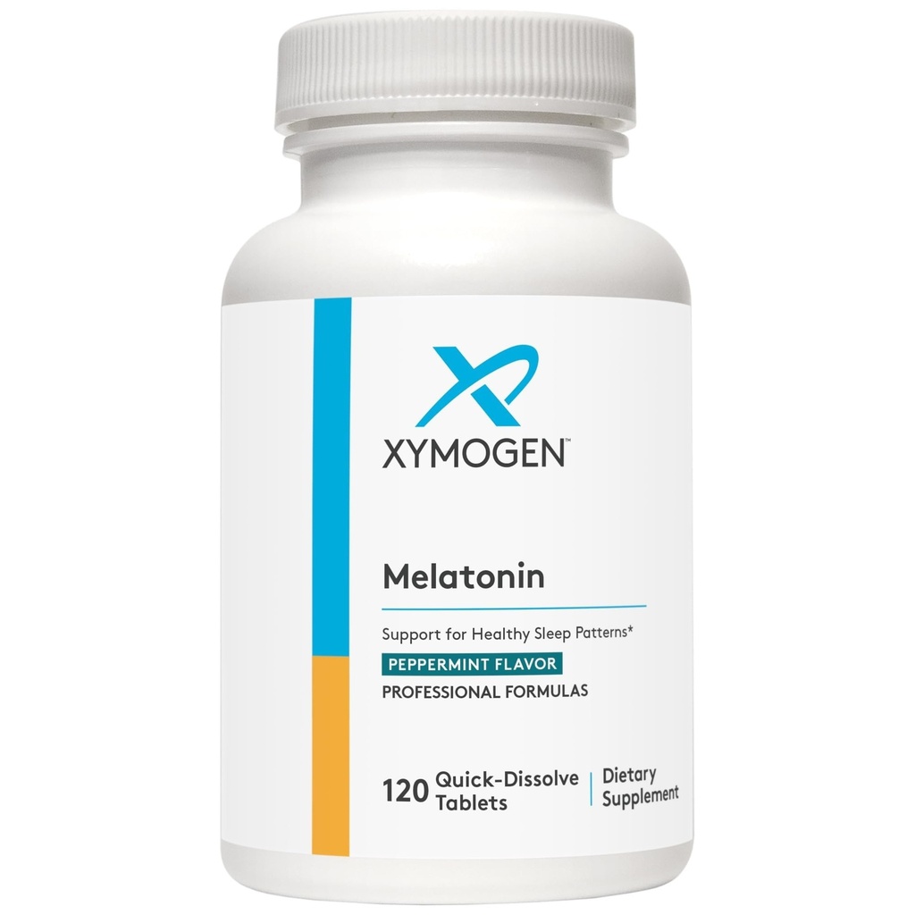 XYMOGEN Melatonin - Peppermint Lozenges - 3mg Melatonin-Ergänzung für Nacht, Antioxidans + Immununterstützung (120 Quick-Dissolve Tabletten)