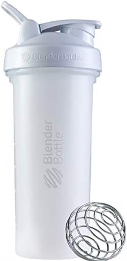 BlenderBottle Classic V2 Shaker Bottiglia perfetta per scuotere proteiche e pre allenamento, 28 once, bianco