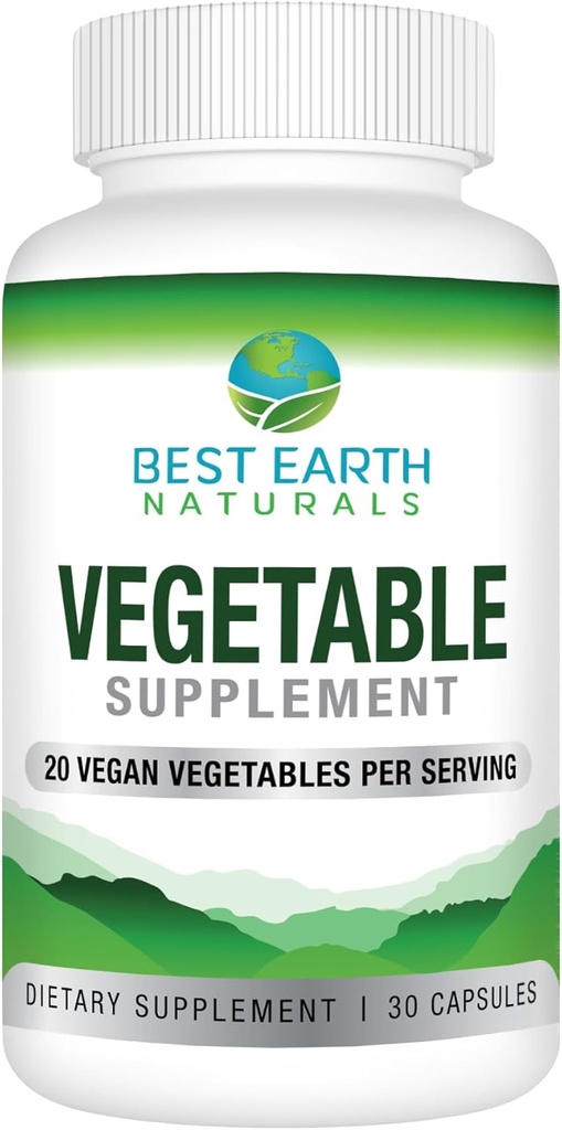 Best Earth Naturals Integratore di verdure con 20 Frullato di verdure - Vitamine di energia per le donne e gli uomini 30 giorni di alimentazione (30 capsule)