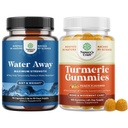 Bundle of Water Away Fluid Retention mit Dandelion Blatt Extrakt & Grüner Tee für Bloating Relief und Turmeric Gummies für Erwachsene Peach Flavor - Kurkuma mit Schwarz Pfeffer Extrakt und Ginger