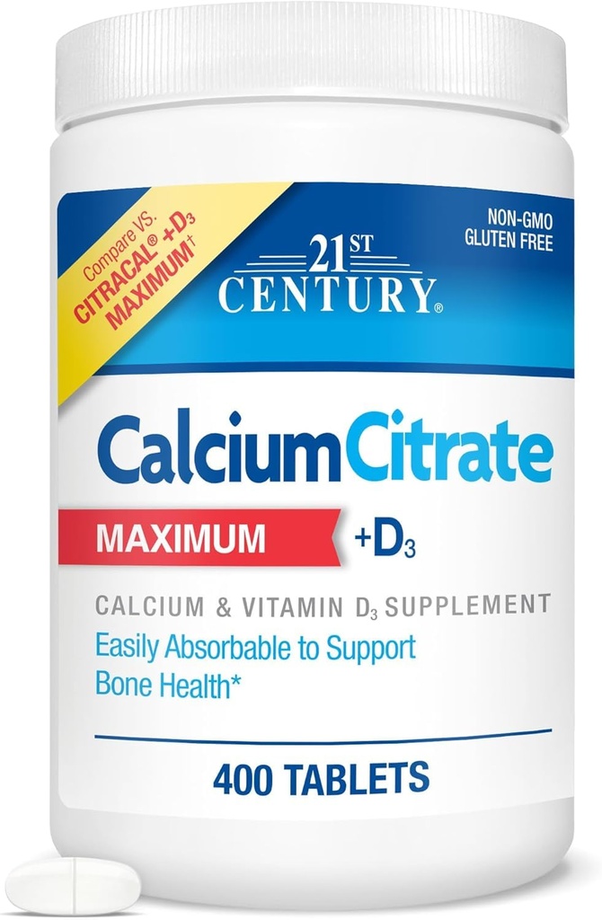 Calciumcitrat des 21. Jahrhunderts + D3, 400 Tabletten pro Flasche (2 Packung)