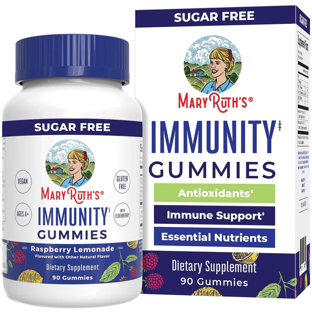 MaryRuth Organics Zucker freie Immunität Gummie | Leistungsstarke Mischung | Elderberry Vitamin C & Zinc | Vitamin D3 & Echinacea | Immununterstützungsergänzung | Gummi für Kinder & Erwachsene | Vegan | Non GMO | 90ct