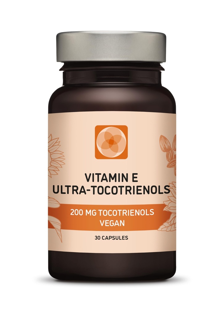 Ultra Tocotrienol 200 mg Vitamina E Vegan – Tutti 4 tocotrienols - Alfa Tocotrienol + Beta Tocotrienol + Gamma Tocotrienol + Delta Tocotrienol – No Tocoferols (30)