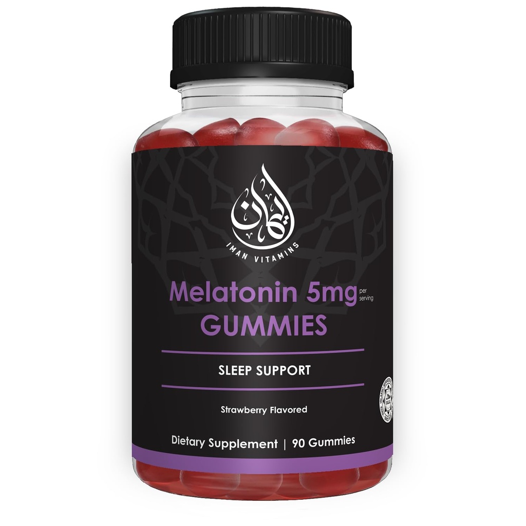 Halal Melatonin Gummies | 2.5 mg - 5 mg | Supporto sonno e sonno | Naturale, Vegetariano, Non OGM, Gluten-Free, Gelatin-Free | for Ault, Men and Women | 45-90 Servings