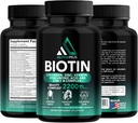 Integratori Biotina e Collagene con Cheratina - Biotina 5000mcg Capsule per la Crescita dei Capelli, Pelle sana & Unghie - Integrazione Ottimizzata di Acido Ialuronico & Vitamin-B Complesso per Donne & Uomini, 90 Capsule