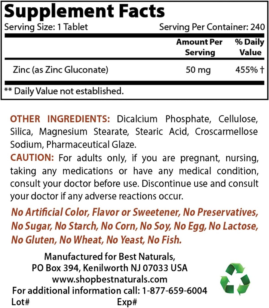 Gluconato di zinco 50 mg & vitamina B12 6000 mcg