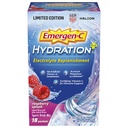 Miscela di bevanda sportiva Emergen-C Hydration+ con vitamina C (18 conte, aroma di lampone), Rifornimento di elettroliti, Imballaggio della polvere di 0.33 oncia