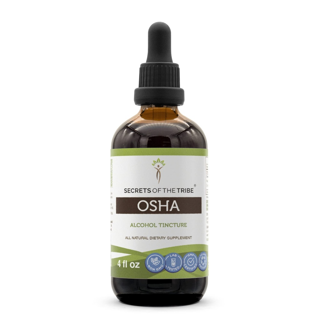 Secrets of the Tribe OSHA Tincture Alkohol Extract, Responsible Farmed OSHA (Ligusticum porteri) Getrocknete Wurzel 4 OZ