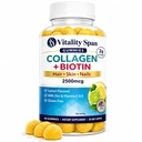 Gummie di collagene con Biotina (2500mcg), Vitamina C, E, Zinco per Capelli, Pelle e Unghie, Basso Zucchero, Limone Flavor, 60 Gummie, Made in USA