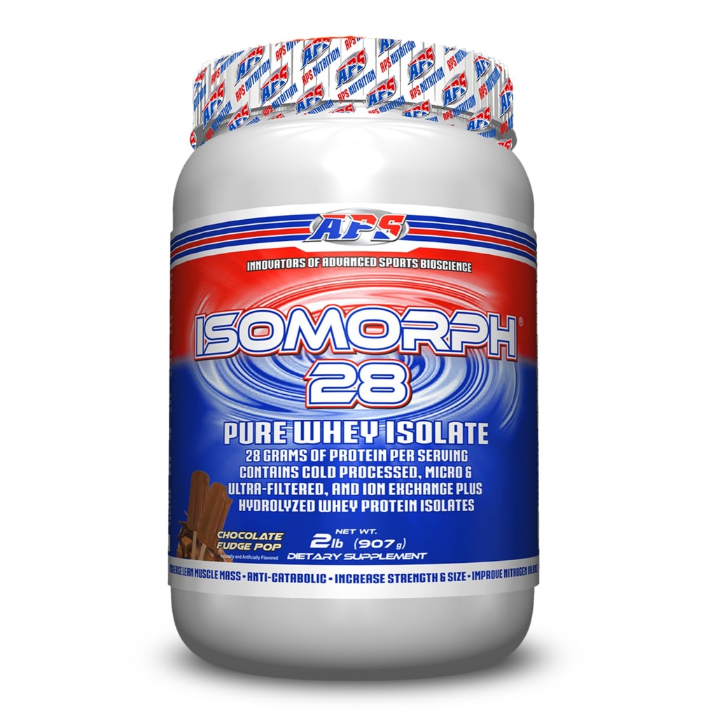 APS Nutrition Isomorph 28 Protéines Poudres de Pure Whey Isolate , Isolats pressés à froid, ultra filtrés et échange d'ions , 28g Protéines , 2 livres (Fudge Pop chocolat)