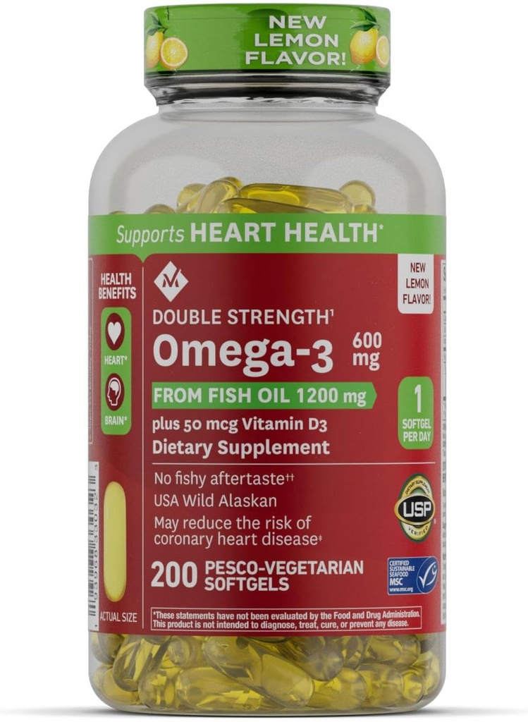 Mark 600mg Omega-3 von Fish Oil mit 50 mcg Vitamin D3 (200 Count)