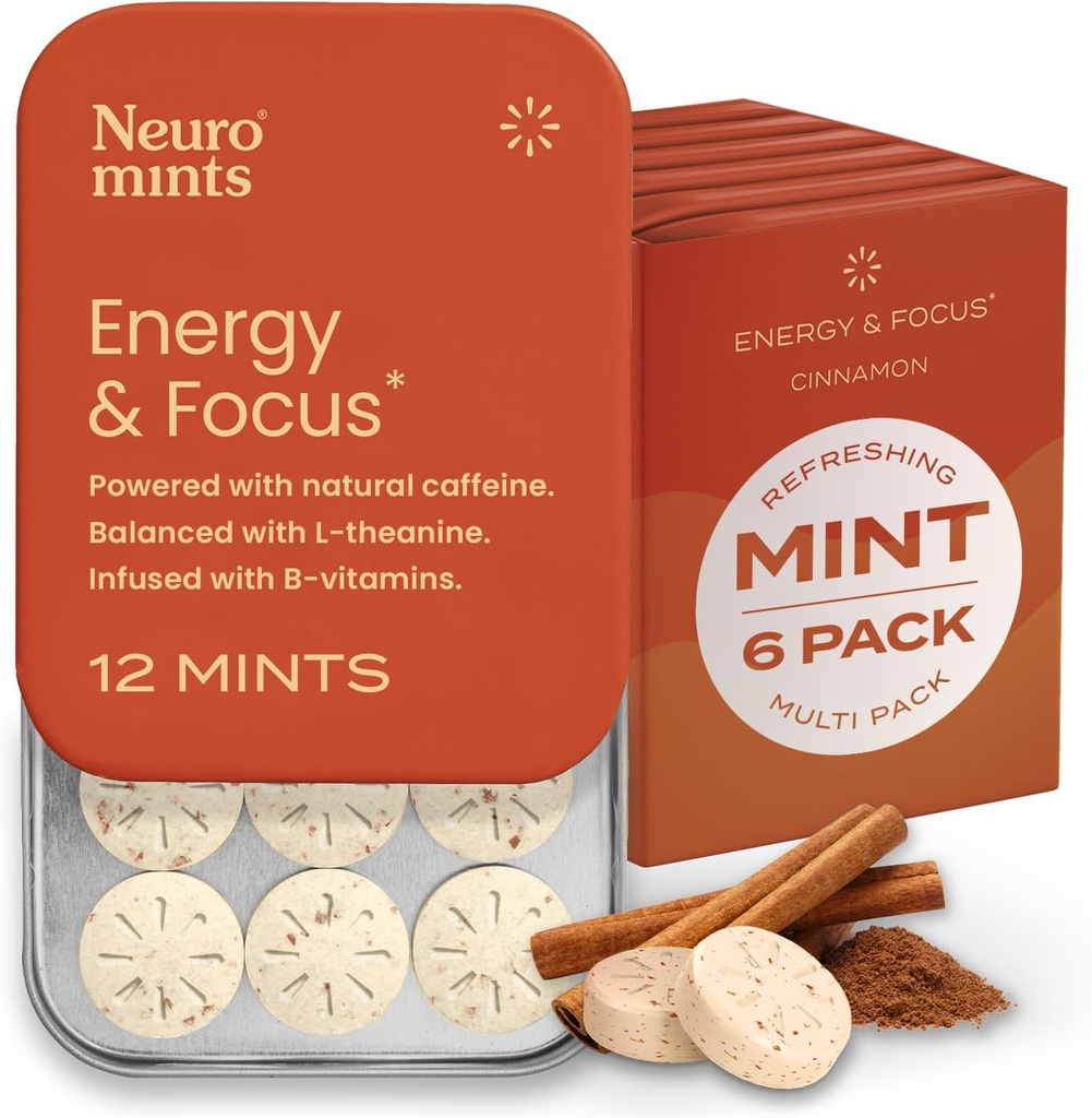 NeuroGum Energy Caffeine Mints (72 Pezzi) - Zucchero Libero con L-teanina + caffeina naturale + Vitamina B12 & B6 - Nootropic Energy & Focus Supplemento per le donne & uomini
