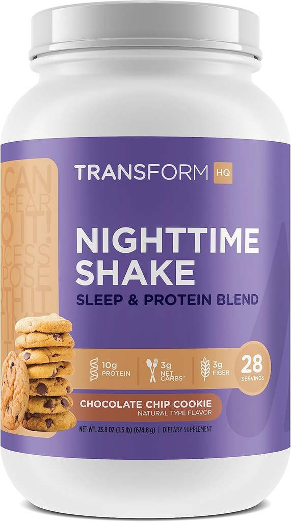TransformHQ Nighttime Shake, Sleep + Protein Blend, 28 Servierungen, Schokoladenchip Cookie Flavor