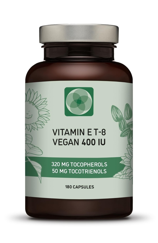 Vitamin E - Alle 8 Tocopherole + Tocotrienole 400 IU Vegan - Alpha Tocopherol/Tocotrienol + Beta Tocopherol/Tocotrienol + Gamma Tocopherol/Tocotrienol + Delta Tocopherol/Tocotrienol (180)