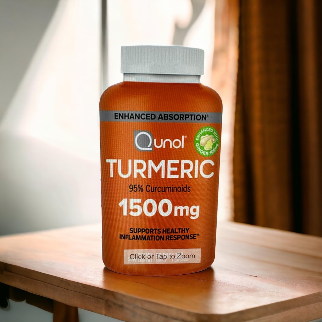 Curcumine curcumine avec poivre noir et gingembre, extrait de curcuma de Qunol 1500mg avec des curcuminoïdes à 95%, absorption accrue, soutient une réponse d'inflammation saine, 180 Capsules végétariennes