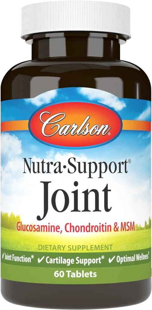 Carlson - Supporto per Nutra, Glucosamine Chondroitin & MSM, Funzione congiunta, Supporto per cartilage e benessere ottimale, 60 compresse