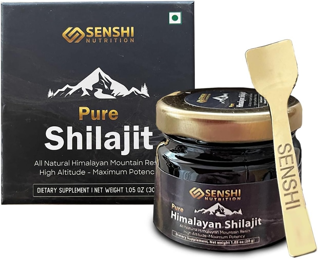 Shilajit - Tutta la potenza massima naturale Himalayan Mountain Resina da Altitudine - 100% puro Shilajit con acido Fulvic & 85+ Trace Minerals Complex - 1 oz / 30 g con Spoon incluso