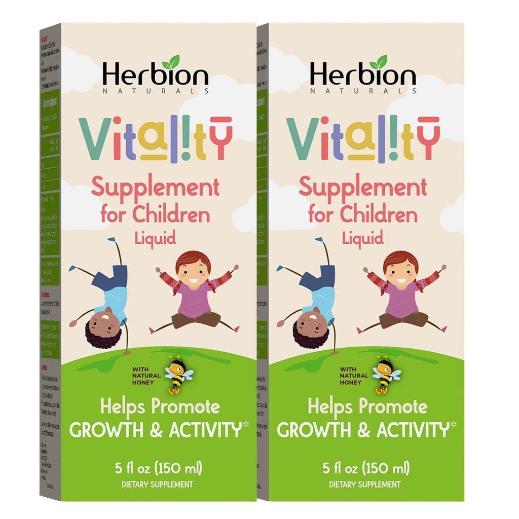 HERBION Naturals Vitalitätsergänzung für Kinder, fördert Wachstum und Appetit, lindert Fatigue, verbessert mentale und körperliche Leistung, für Kinder 1 Jahr & höher, 5 Fl Oz (Pack von 2)