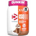 Dymatize x Dunkin' Mocha Latte en poudre de protéines de lactosérum ISO100, 95 mg de caféine, 25g de protéines, 5,5g de BCAA, 120 Cal., sans gluten, 1g de gras, 1g de sucre, 3g de glucides (20 portions)