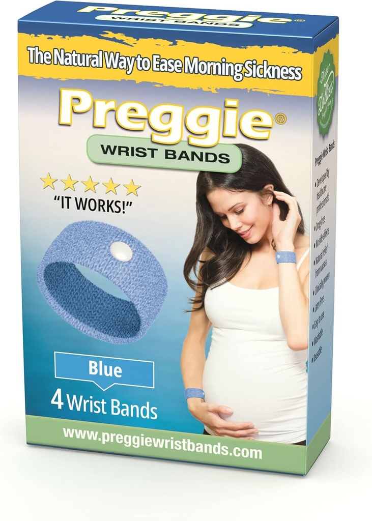 Drei Lollies Preggie Anti-Nausea-Armbänder – Morning Sickness Relief –- Side Effect Free - 2 Count (4 Armbänder) - Blau