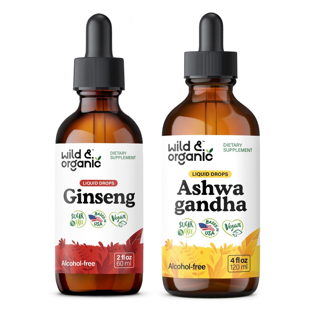 Wild & Organic Ginseng Tinkture 2 fl oz & Ashwagandha Tinktur 4 fl oz