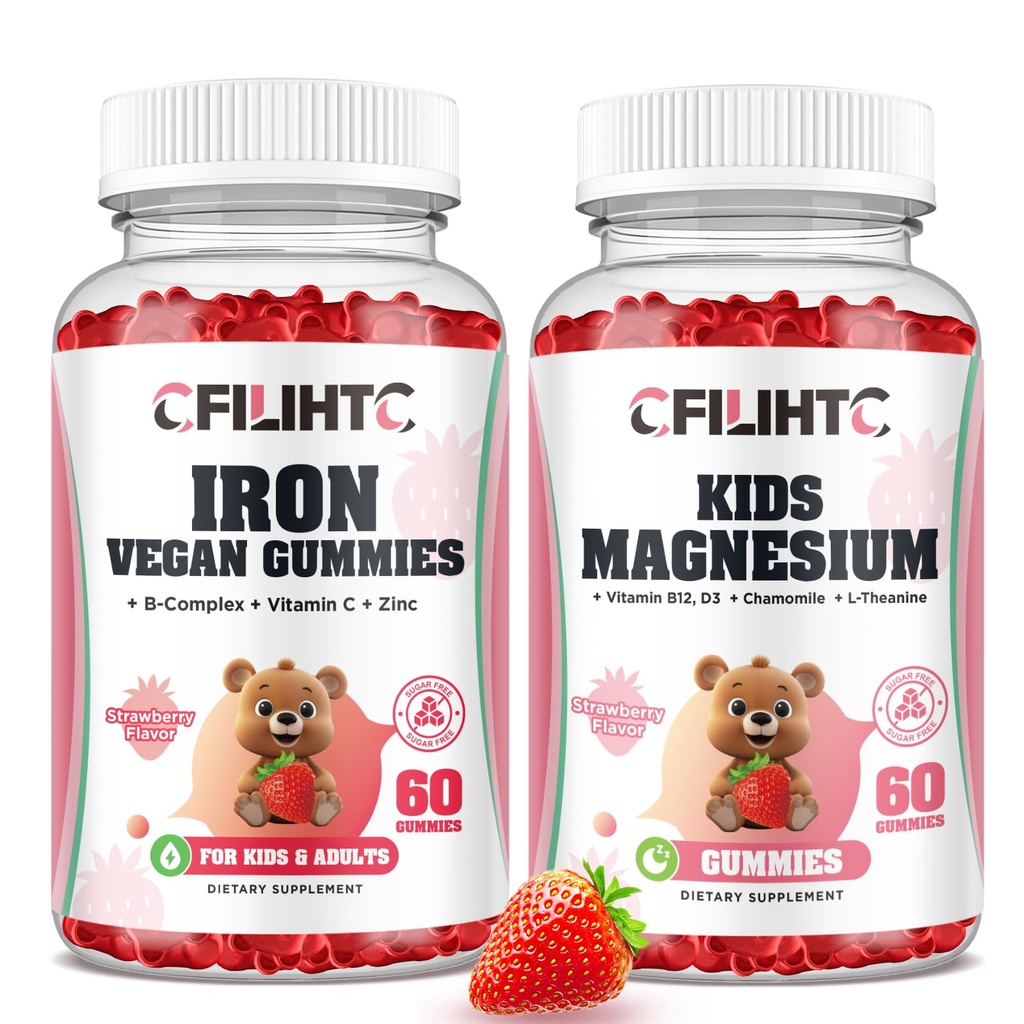 Magnesium Glycinate Gummis für Kinder & Eisen Gummis Beilage für Damen Kinder