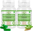 Ashwagandha (Withania Somnifera) Capsule per Uomini e Donne | Ayurvedic Herbal Supplemento | 500 mg per Serving | 60 capsule Veggie | Realizzate con naturale Ashwagandha Root (2 Bottiglie di 60 capsule)