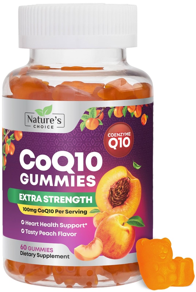 CoQ10 Gummi für Erwachsene 100mg - 3X Stärke, hohe Absorption, Antioxidante Ergänzung für Herz-Gesundheit Unterstützung & Energie Produktion, Ultra Coenzym Q10 Vitamine, Coq 10 Ergänzungen - 60 CoQ10 Gummie