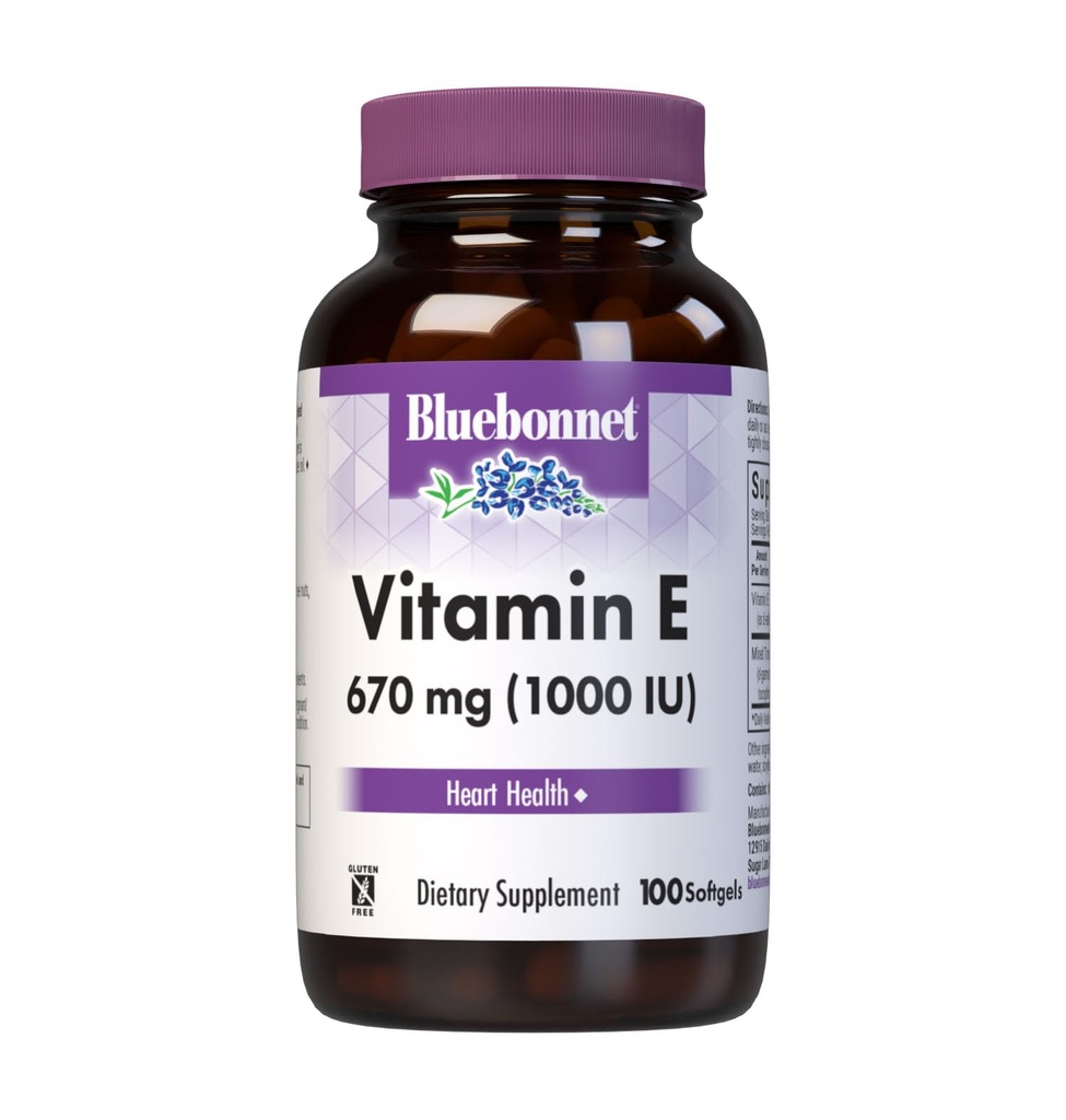 BlueBonnet Vitamine E 1000 UI softgels mélangés, 100 Nombre