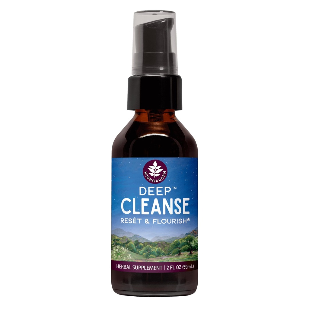 WishGarden Herbs Deep Cleanse - Plant-Based Herbal Cleansing Supplement with Organic Milk Thistle Seed & Burdock Root Promuove la pulizia degli organi, sostiene fegato, rene, Lymph & Cellular Health, 2oz