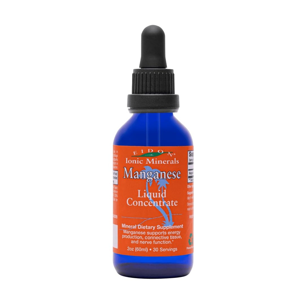 Eidon Ionic Minerals Liquid Manganese - Manganese Cloruro Gocce Supplemento, Gocce minerali per acqua, Supporti Bone e Cartilage Salute, Energia e resistenza, Proper Digestivo Tratto Funzione, 2 oz