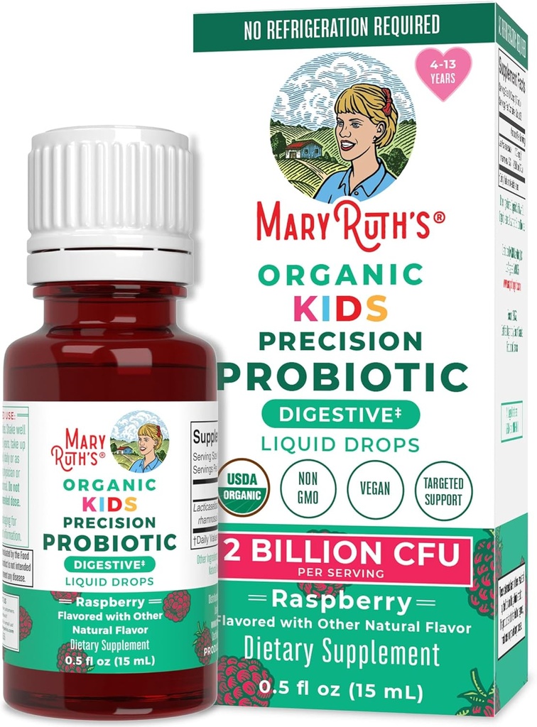 MaryRuth Organics USDA Organic Liquid Kids Gocce Probiotiche | Salute Digestiva | Salute Gut | Integratore di Supporto Immune per Bambini | Salute e Benessere complessivi | Non OGM | Vegan | 30 Serve