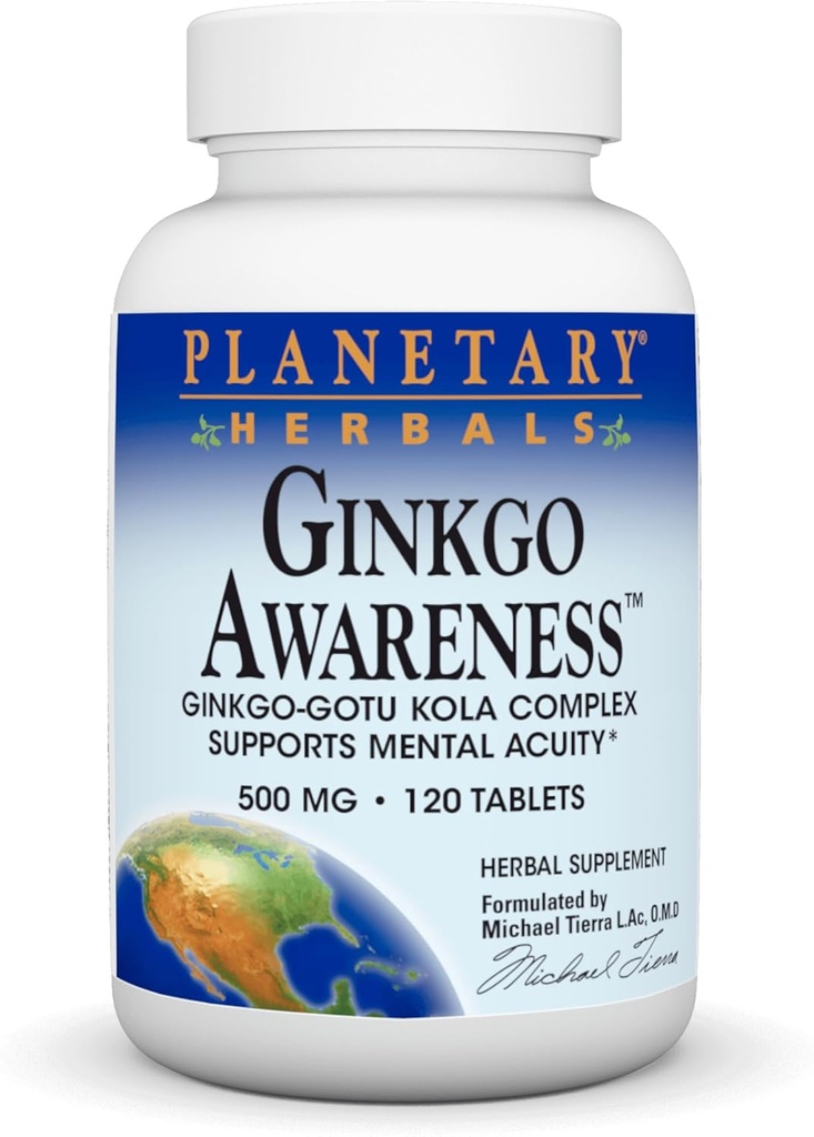 Planetary Kräuter Ginkgo Awareness Tabletten, 120 Zähler